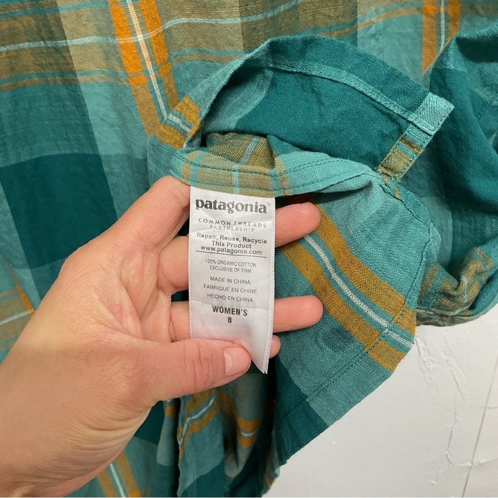 Patagonia Organic Cotton Plad Dress, Size 8 - Picture 7 of 8